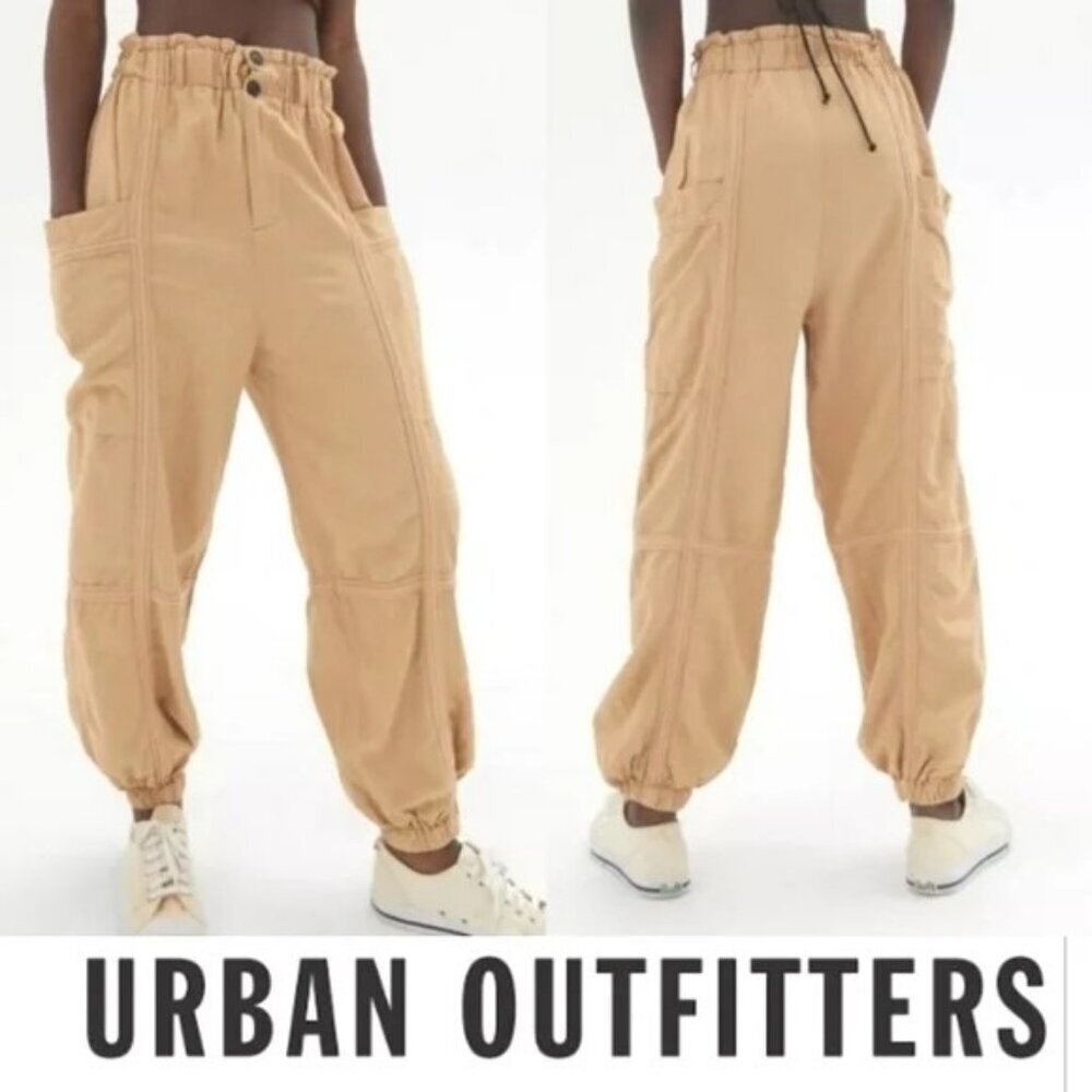 Urban Outfitters UO Isla Slouchy Linen Jogger Cargo‎ Pants High Waist Size XS